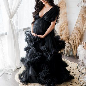 Black glamour tulle maternity gown